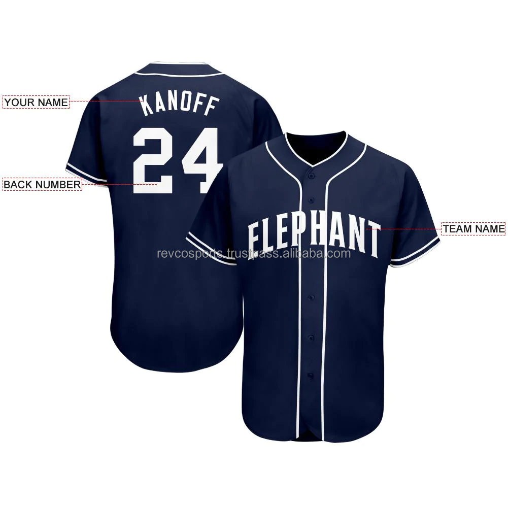 Youth fashion designer navy blue with white piping baseball jersey top quality Mesh Button-down sublimation softball team Shirts