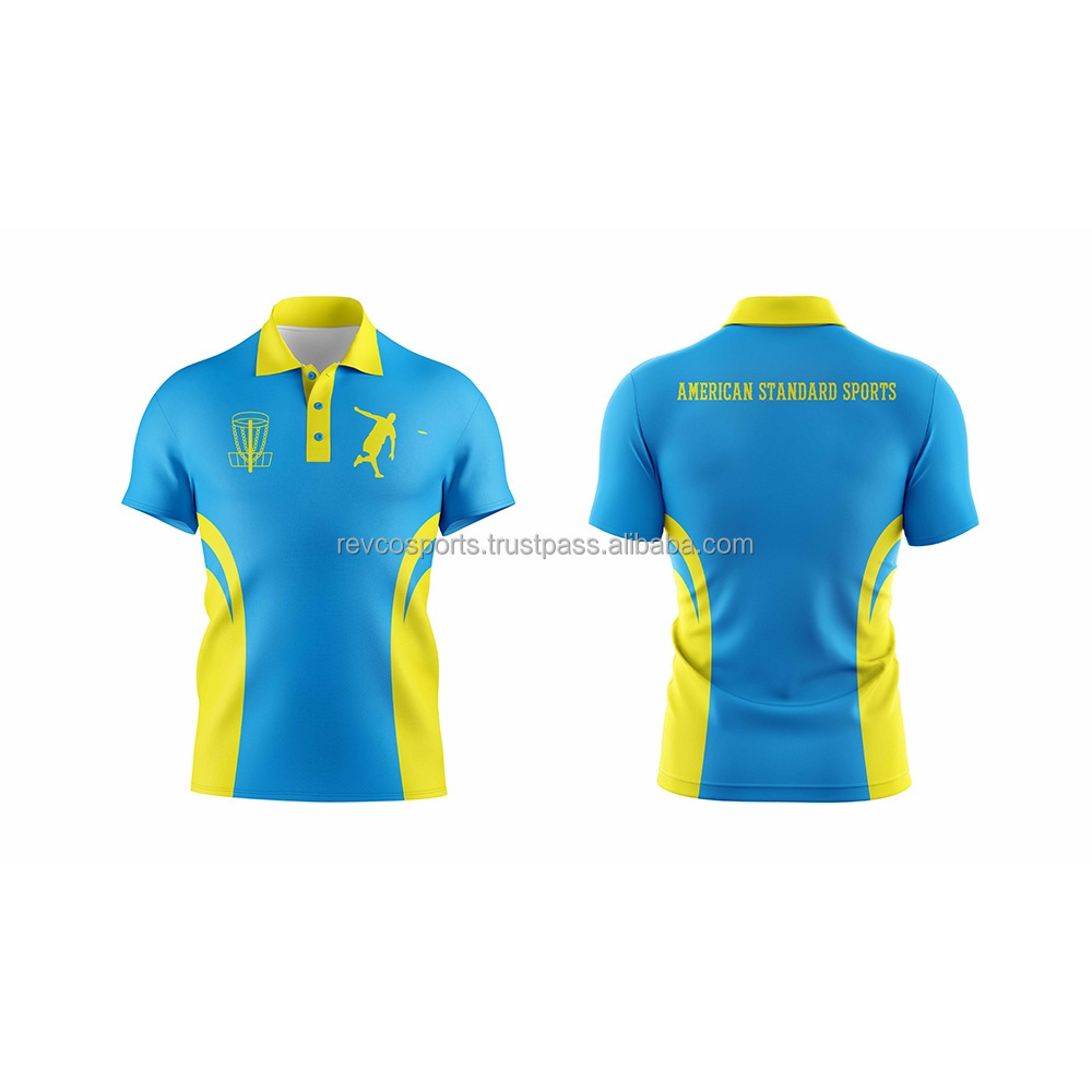 Teal and yellow short sleeve polo shirts sublimation printed fashion wear polo shirts custom logo applique embroidery polo shirt