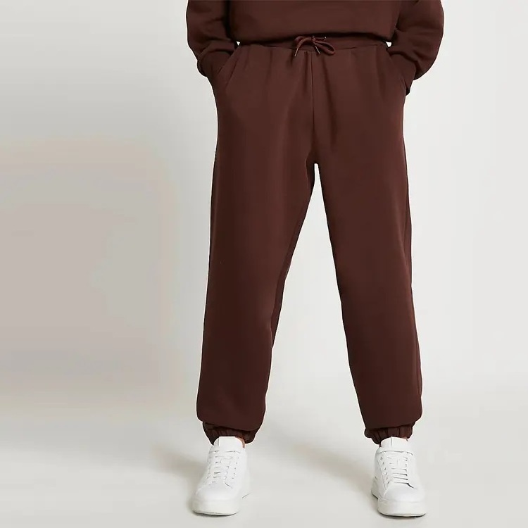 Sports wear Blank Crewneck Sweatsuit Two Piece Tracksuit Set for men plus size O neck hoodies jogger set maroon color tracksuit