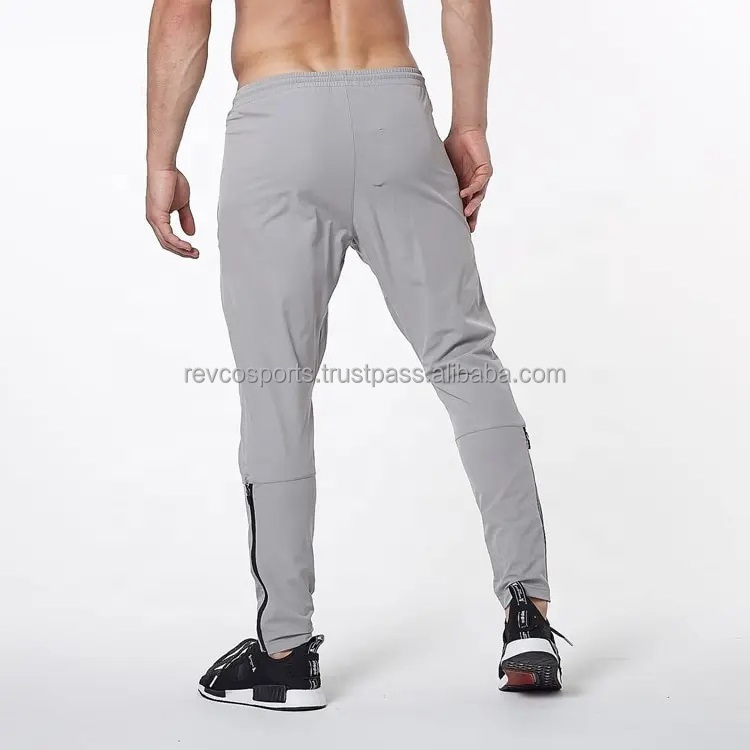 Men bodybuilding fitness skinny silver Grey  joggers 95% Cotton 5% Spandex Quick Dry Sweatpants for men Sport Straining Pants