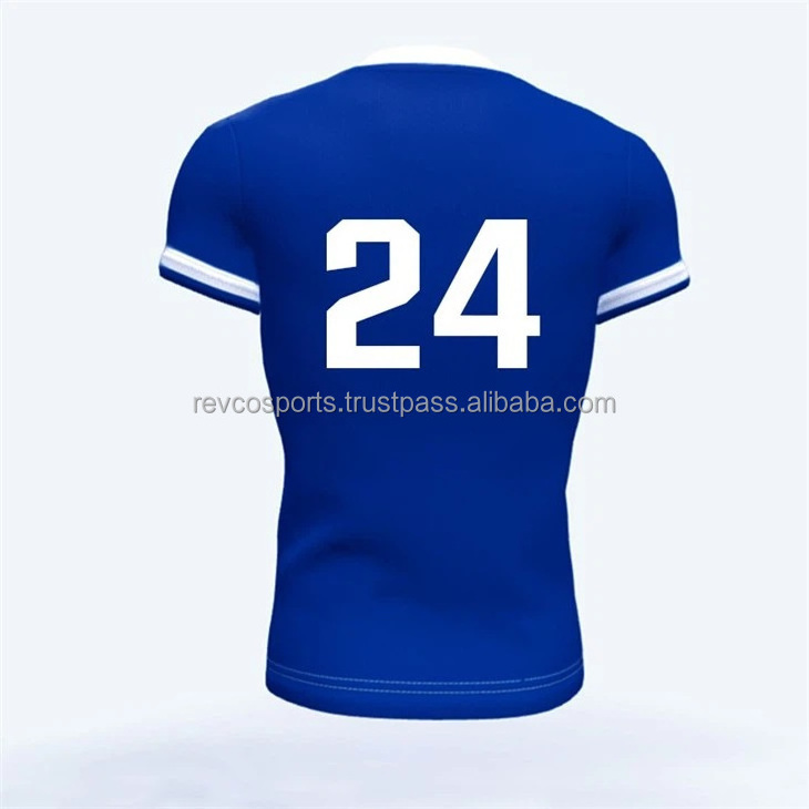 Sportswear Blank Dark Blue Color Soccer Jerseys Embroidery Team Logo O Neck Short Sleeve Soccer Jersey Custom Design