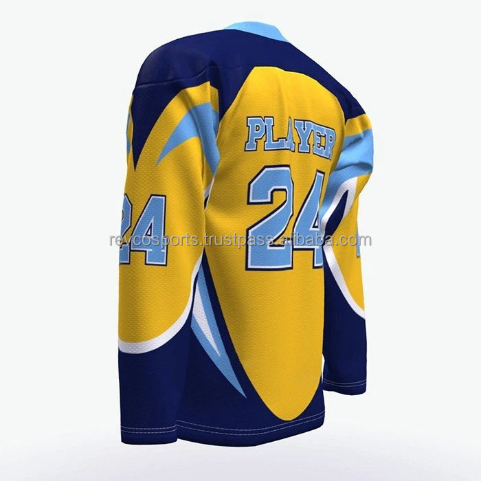 Yellow and black V neck Ice Hockey Jersey full team affordable Price Bulk Ice Hockey Jerseys heavy polyester Ice Hockey Jersey