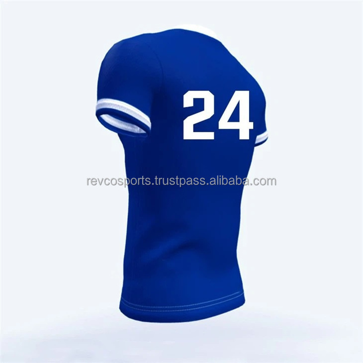 Sportswear Blank Dark Blue Color Soccer Jerseys Embroidery Team Logo O Neck Short Sleeve Soccer Jersey Custom Design