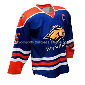 Blue and Orange Ice hockey jersey V neck Children Team Training Ice hockey Jersey cheap price Ice hockey Jerseys