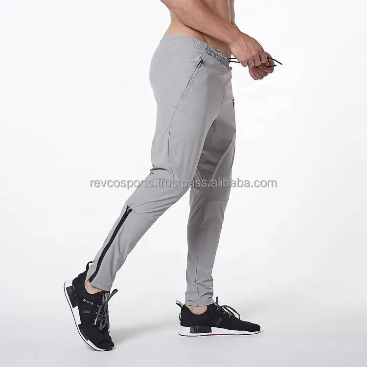 Men bodybuilding fitness skinny silver Grey  joggers 95% Cotton 5% Spandex Quick Dry Sweatpants for men Sport Straining Pants