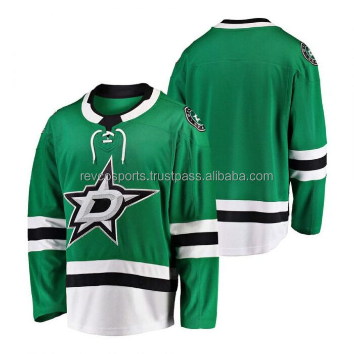 Custom Sublimated Ice hockey Jerseys wholesale price kids Ice hockey jersey Green and white lace neck European ice hockey jersey