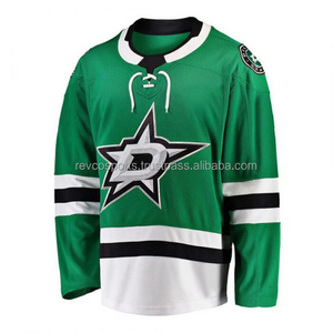 Custom Sublimated Ice hockey Jerseys wholesale price kids Ice hockey jersey Green and white lace neck European ice hockey jersey