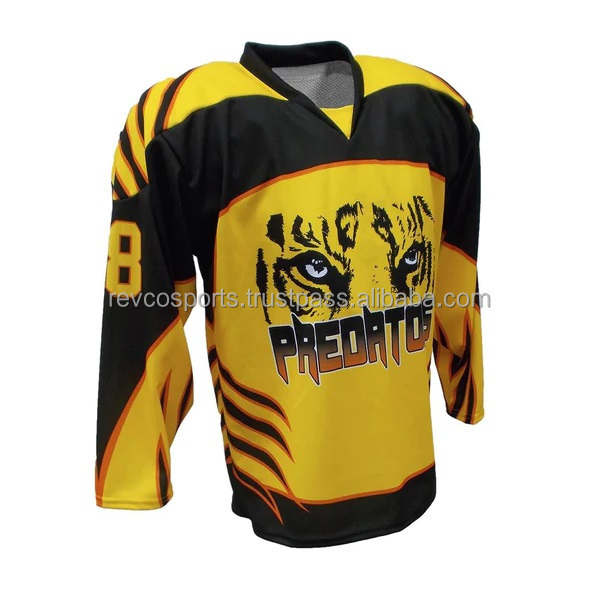 Custom Sublimation Yellow and black Ice hockey Jerseys custom team ice hockey training shirts Goalkeeper Jersey Ice Hockey