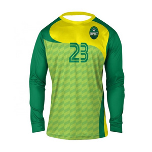 Team youth long Sleeve green color soccer goalkeeper Jersey high quality sports wear custom logo full sublimation soccer jersey