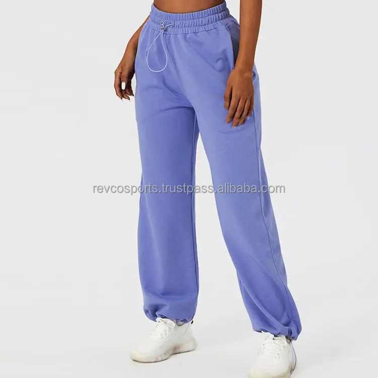 Women Sports Joggers Adjustable Strip Workout Sweatpants for women Custom logo Plus Size Loose fit Sky Blue Sweatpants women