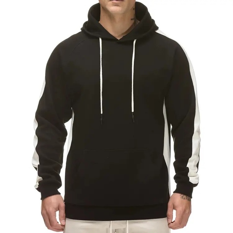 Custom Design Compression White Strips Men Hoodies Breathable Clothing Sweatshirts Fitness Hoodies for men Cotton Black Hoody