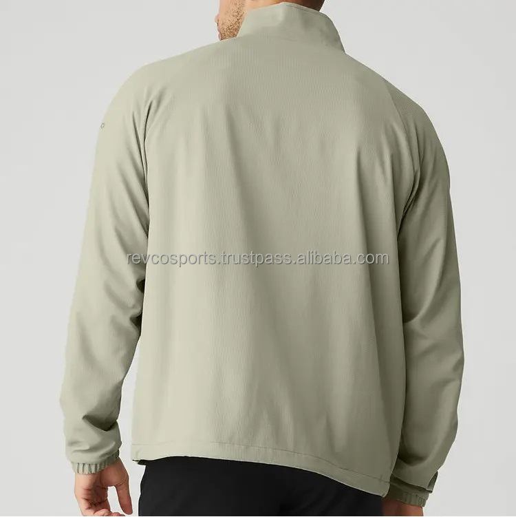 Custom Gym Sports Men hoodies without hood breathable 100% Polyester Front 1/4 Zipper Windbreaker solid color Jackets