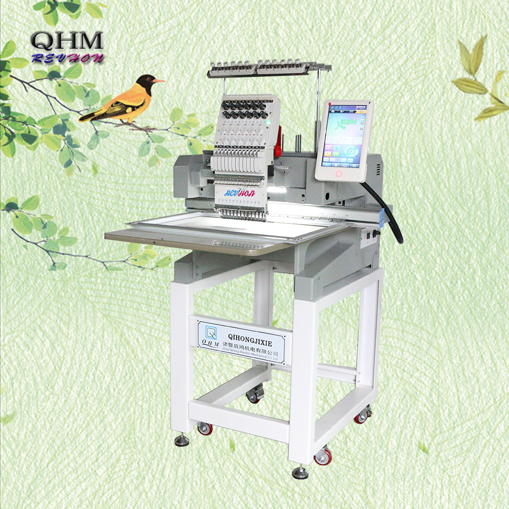 QHM/REVHON Single head Computerized Hat Flat Embroidery Machine for hat/3D hat/T-shirt Sewing Machines