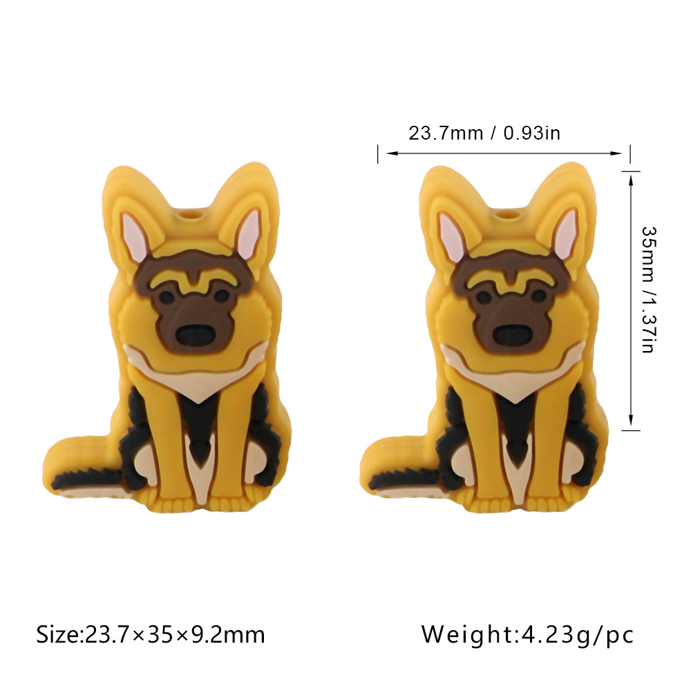 Kovict Baby Beaded Jewelry Making Shepherd Dog Focal Silicone Teething Beads For DIY Pen Keychain Bracelet Beads Accessories