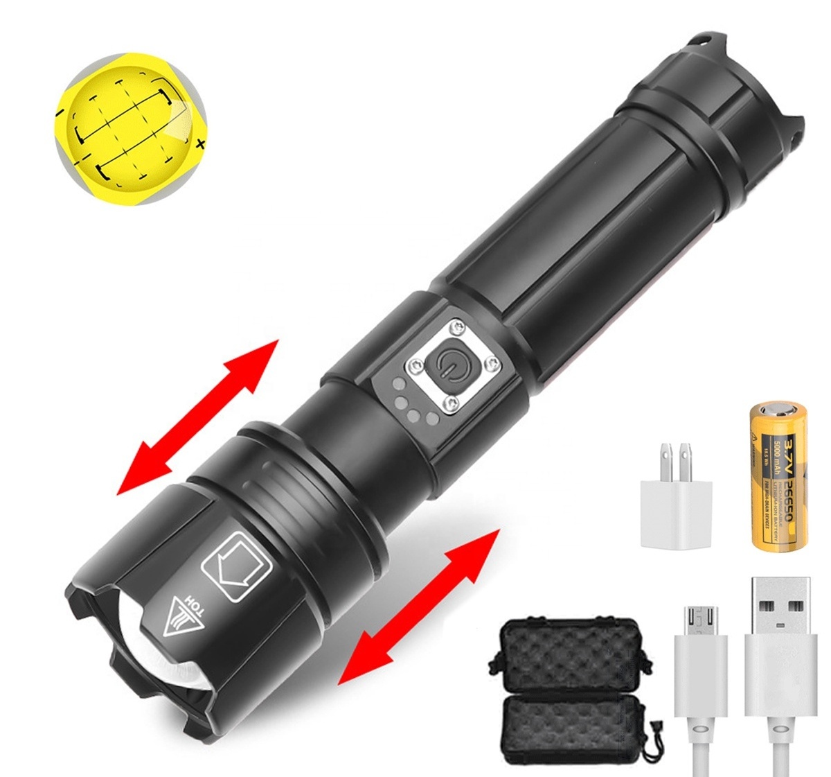 Revolight 100000 High Lumen Super Bright Long Range Powerful Led Torch Light Waterproof Rechargeable Flashlights