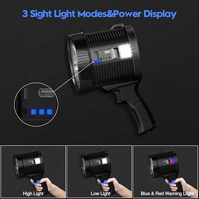 High-lumen spotlight hot sales portable smart led hunting flashlight spot light defense new design