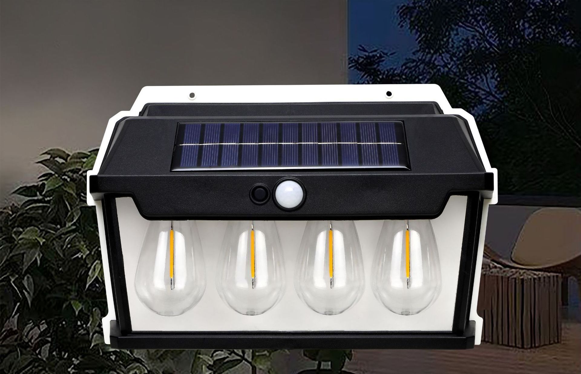 New Outdoor Tungsten Bulb Solar Sensor Wall Light For Patio Garden Outside