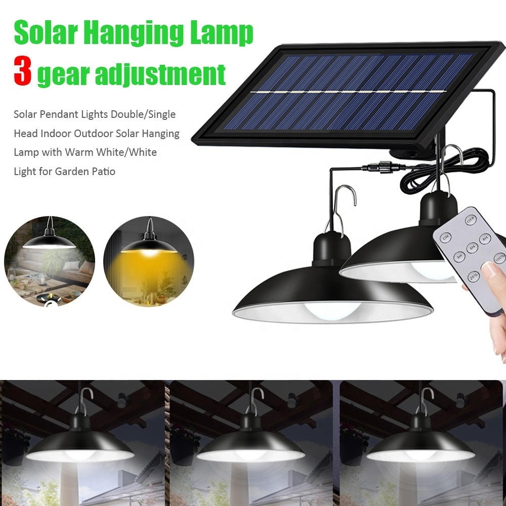 IP65 Waterproof Double Head Solar Pendant Light Outdoor Indoor Solar Lamp Shed Lights With Cable For Garden Yard