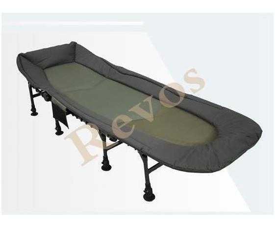 Carp Fishing Bedchair  600D Polyester Flat Structure Pillow Side Pockets Swivel Mud Feet Convient Bedchair Folding Bedchair