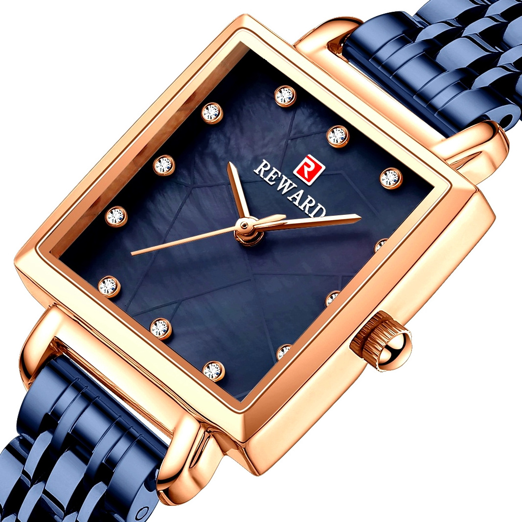 Reward wholesale fashion ladies watch square stainless steel gold watch for women luxury quartz watches montre femme luxe