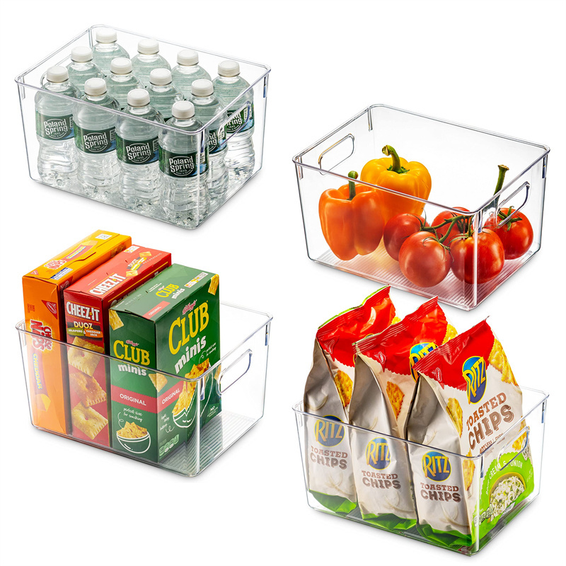 New Desgin Set 6 Kitchen Fridge Drawer Fruit Plastic Box Pantry Dividers Bin Stackable Refrigerator Organizer Food Bins