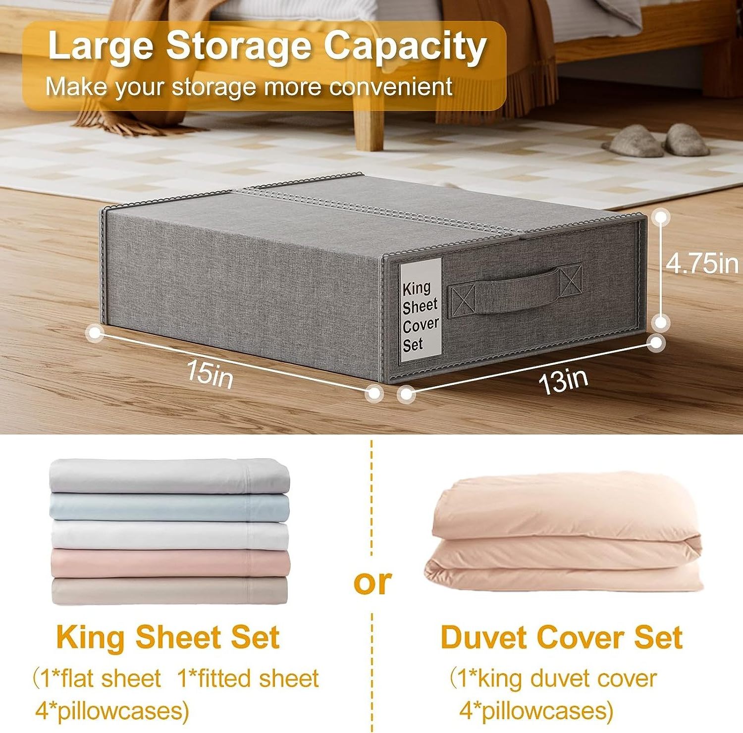 2 Pcs for Queen King Size Sheets Closet Cabinet Under Bed foldable bed sheet organizer cubes