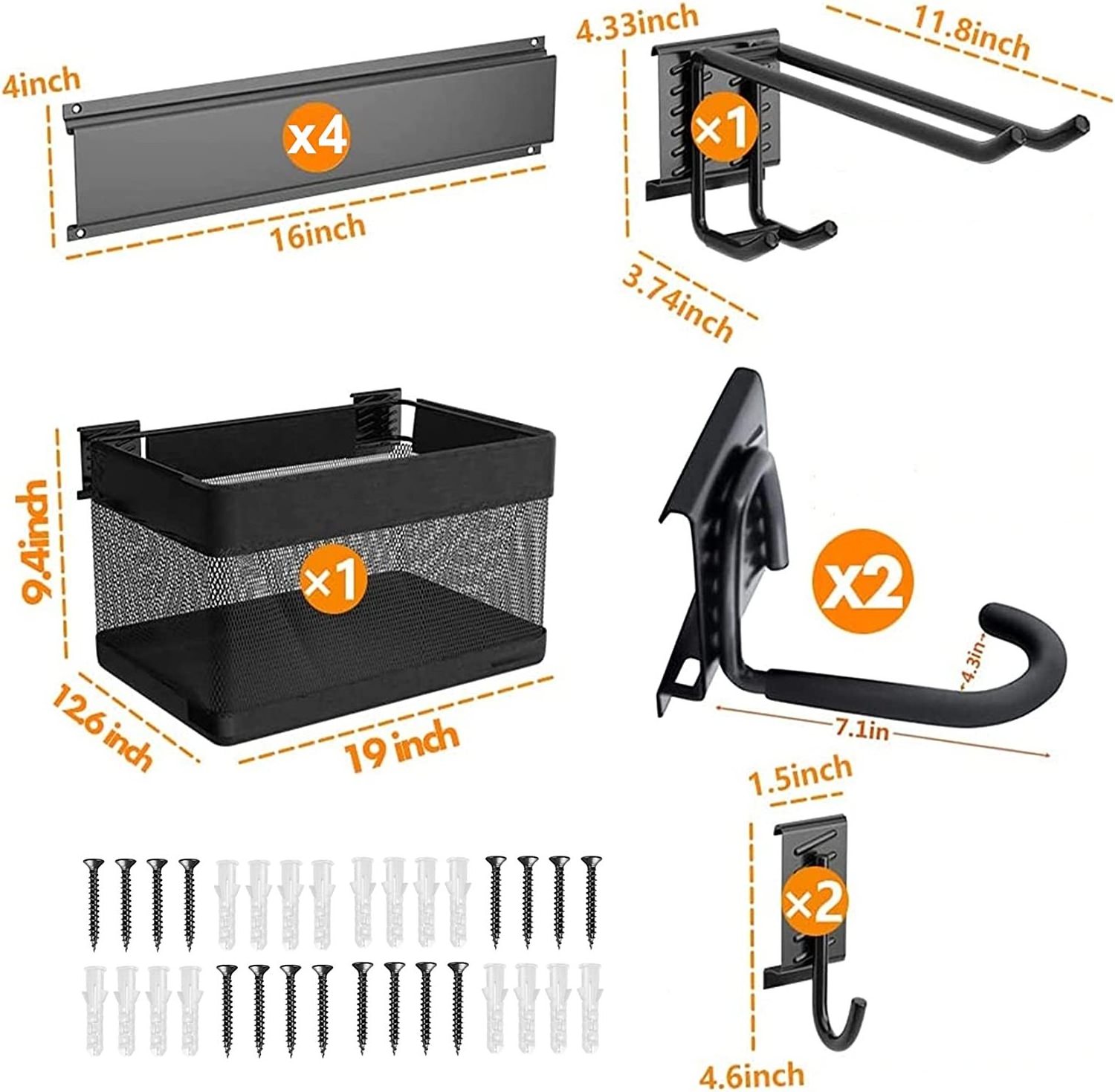 Power tool organizer Wall mount shelf with Ball Storage Basket  power tool organizer bike garage storage