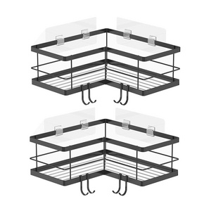 Black Stainless Steel Bathroom & Kitchen Rack Bathroom Shelf Wall Mounted Type Organizer Shower Caddy Corner Shelves