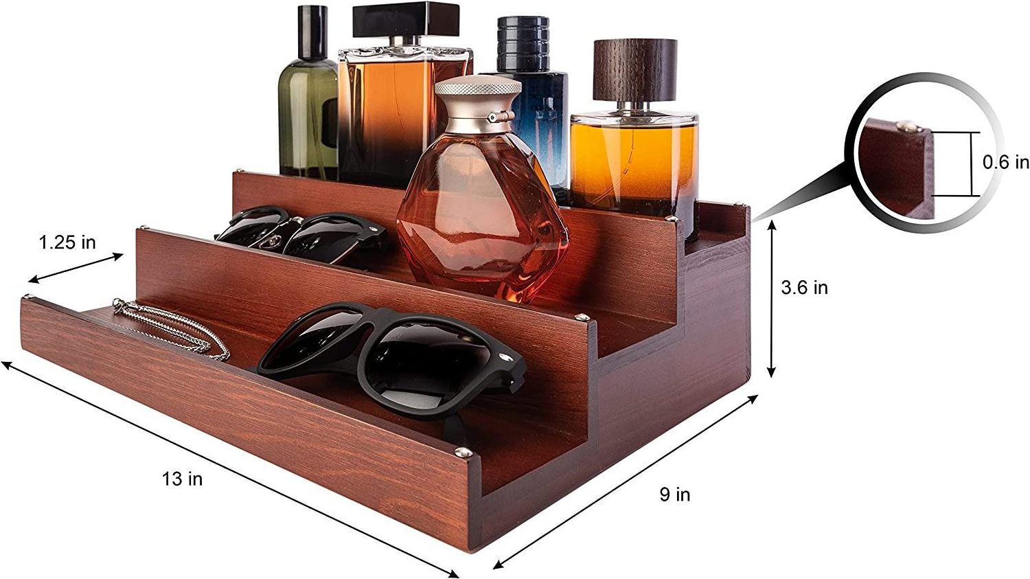 Wholesale Solid Wood Display Shelf 3 Tier Organizador De Cocina Cologne Organizer For Men Perfume Organizer