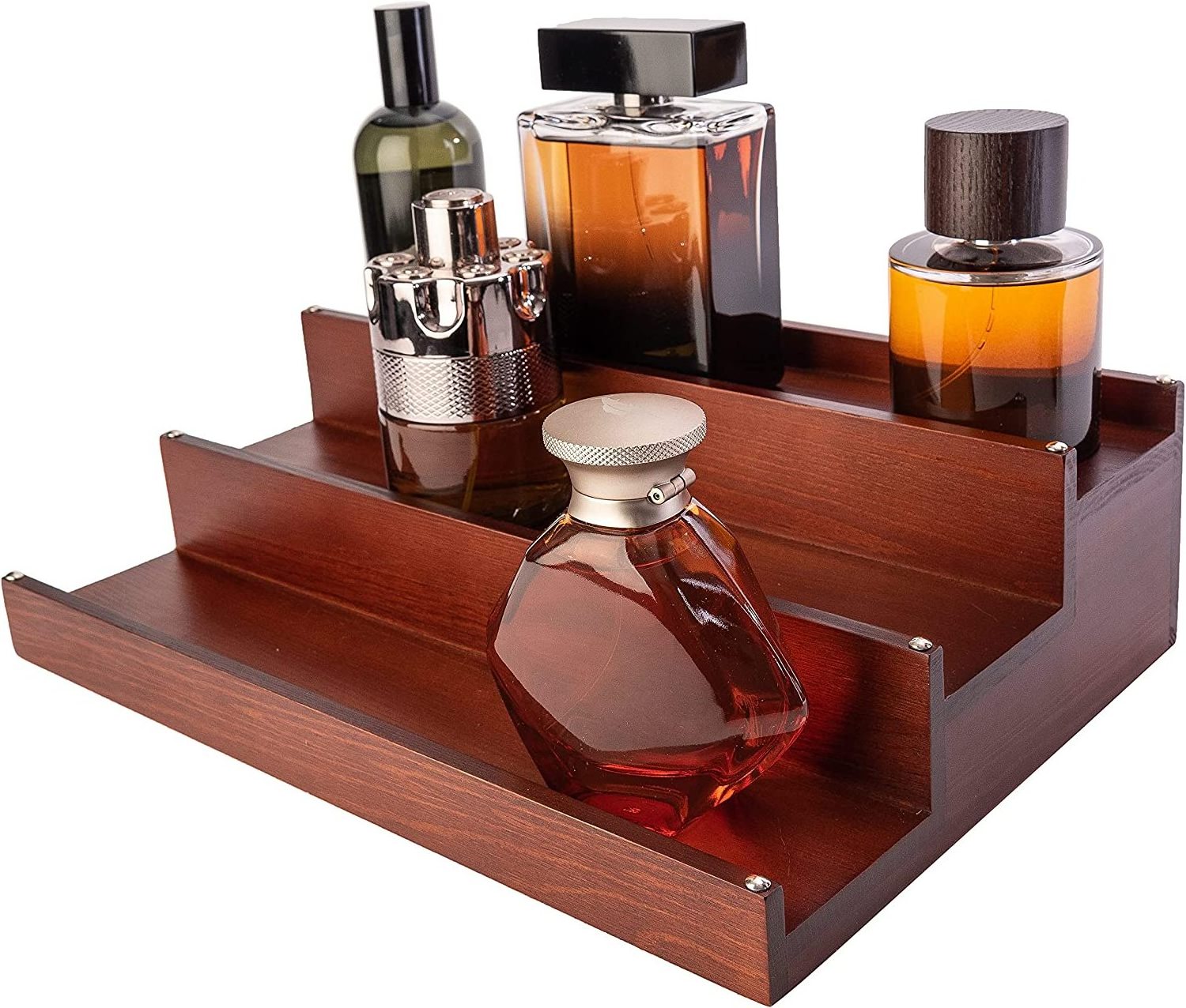 Wholesale Solid Wood Display Shelf 3 Tier Organizador De Cocina Cologne Organizer For Men Perfume Organizer