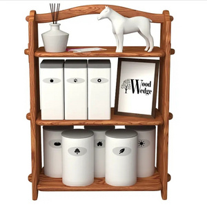 Wooden Wedge Shelves 3 Tier Storage Organizer Wood Rack For Display Or Storage