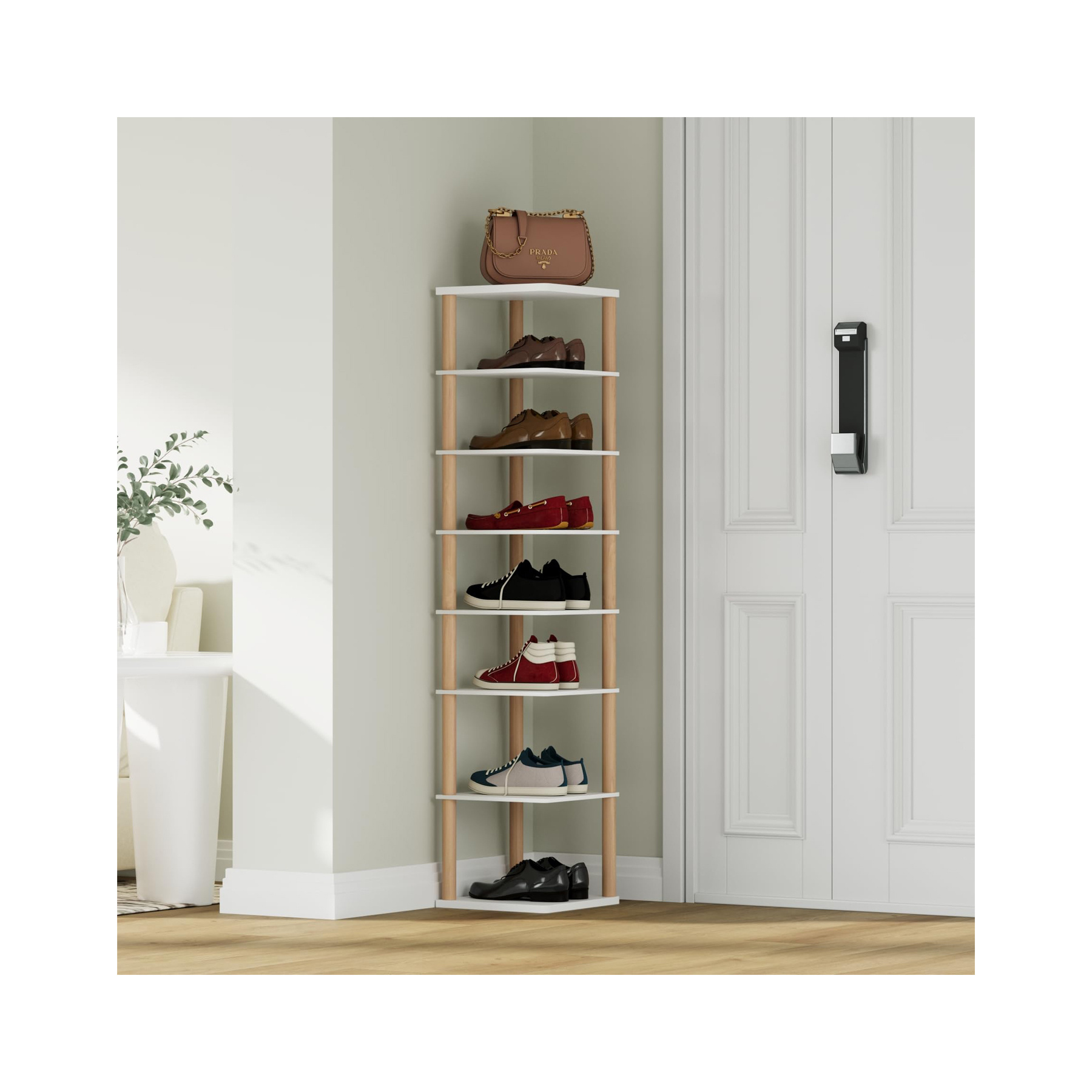 Wooden Entryway Shoe Rack Storage Organizer Shelf Cabinet for Closet Floor Zapatera Tall