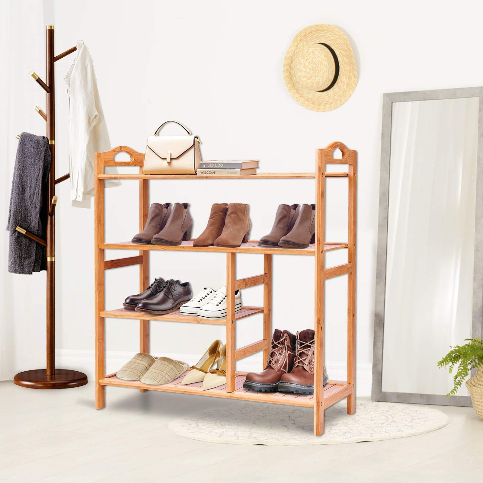 Hot sale wooden shelf holder storage rack bamboo shoe racks organizer for closet small space