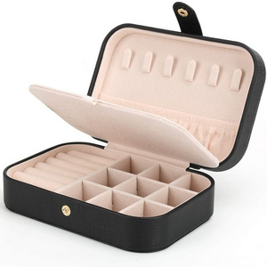 Custom Wholesale Travel Portable Small Jewelry Storage Box Leather Drawer Storage Box Mini Jewellery Organizer For Women