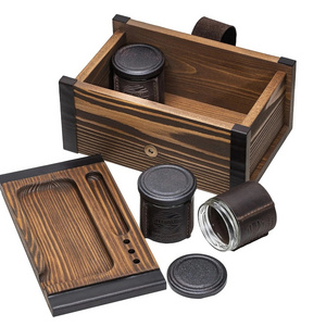 Handmade Wooden Smell Proof Jar Storage Hash Herb Box Organizer Vanilla Grinder Smoking Accessories Stash Box With Rolling Tray