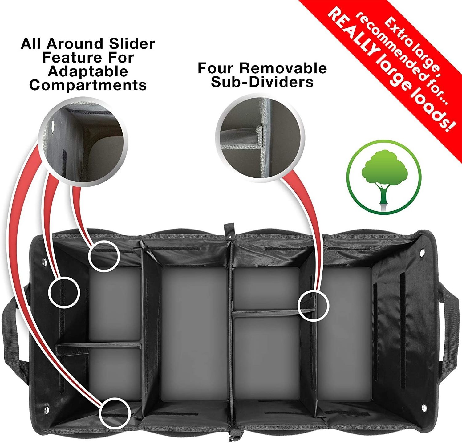 Premium Multi Compartments Collapsible Cargo Car Storage Boot Organizer Trunk Box car storage