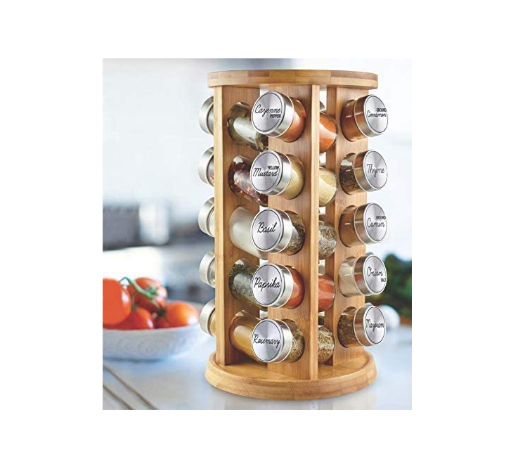 Factory Price Round Kitchen Wooden Spice Jars Rack Organizer Shelf Countertop Pantry Rotating Wood Spice Storage Rack