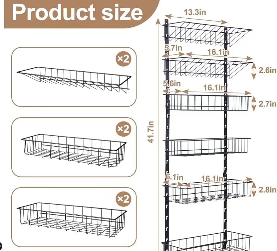 Kitchen Accessories Metal Black Wall Mount 4 Tier Spice Rack Organizer For Kitchen Storage And Seasonings bottles