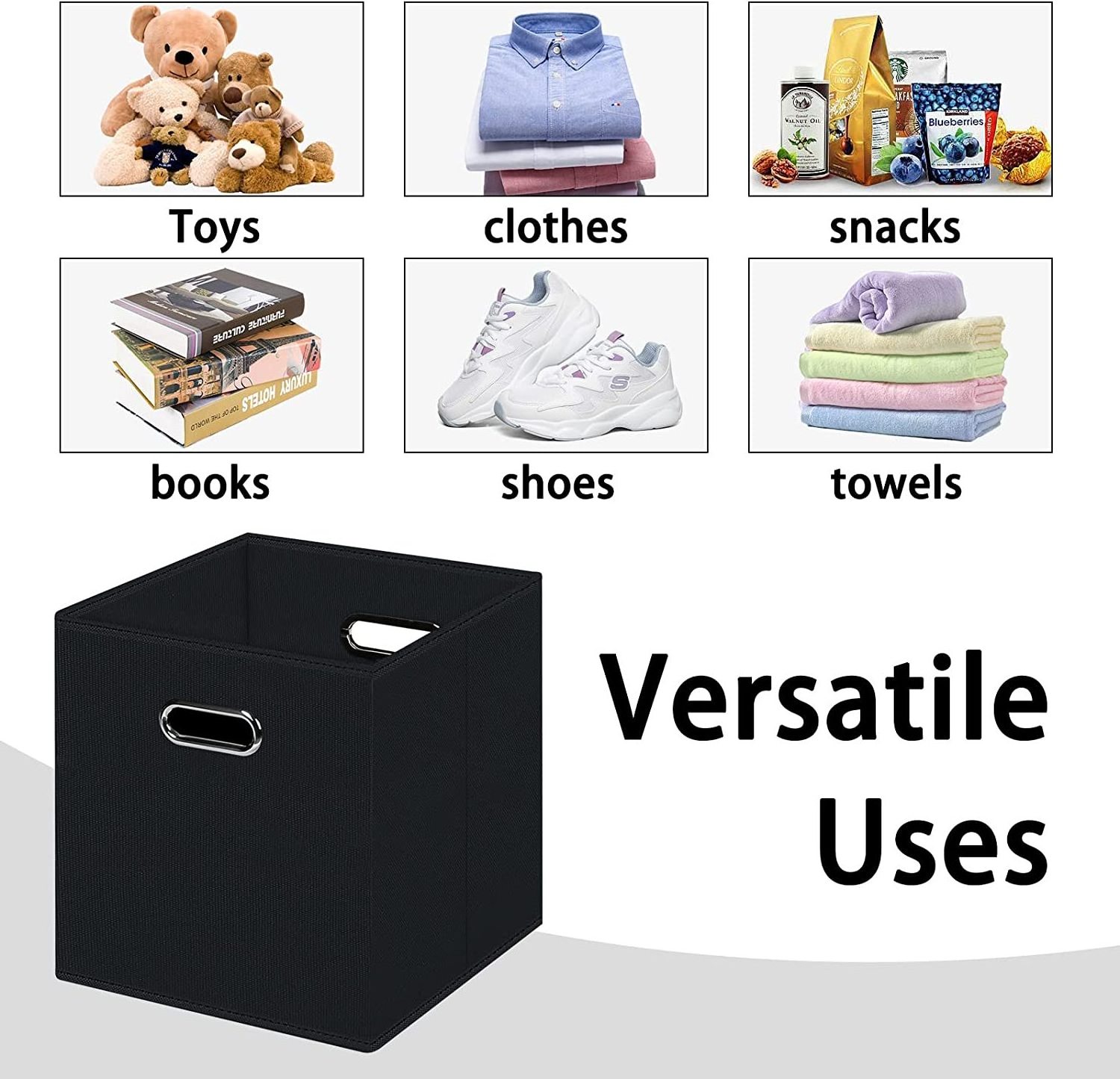 Custom Black convenient foldable Cubes Bins fabric clothing storage box