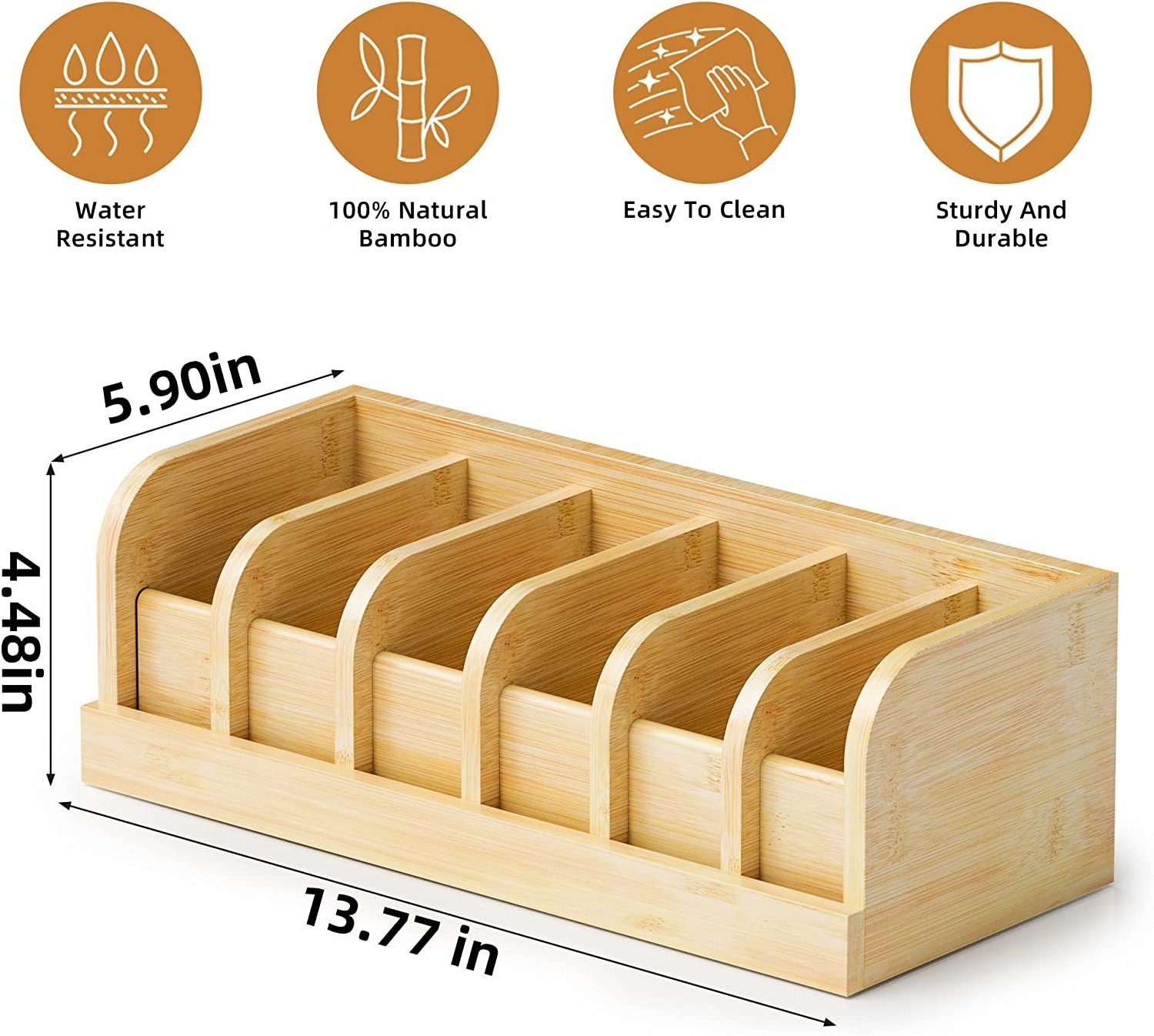 High Quality 6 Grids Belt Storage Organizer and Displayer bamboo belt organizer box for Closet and Drawer