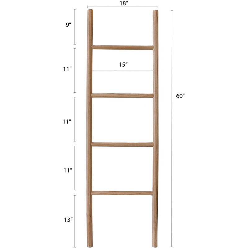 Simple solid wood ladder coat clothes ladder towel rack decorative wooden blanket ladder