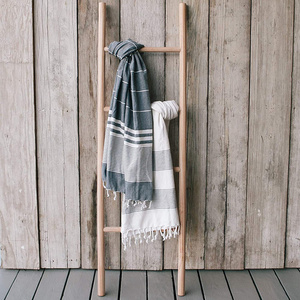 Simple solid wood ladder coat clothes ladder towel rack decorative wooden blanket ladder