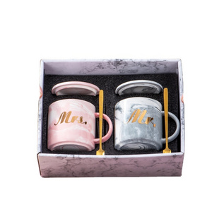 Valentine's Day Print Lovers Cup With Lid And Spoon Gift Set Tea Ceramic Mug Coffee Cup