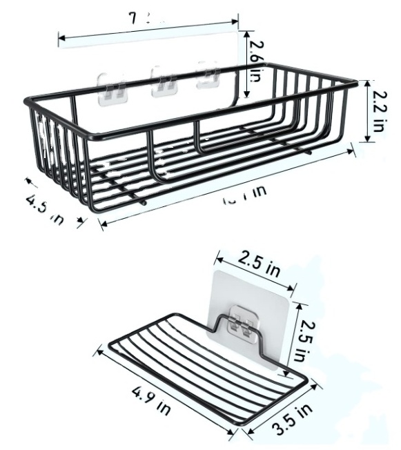 Bathroom Shelves Stainless Steel Shower Shelf Adhesive Kitchen Storage Rack Bathroom Shower Caddy