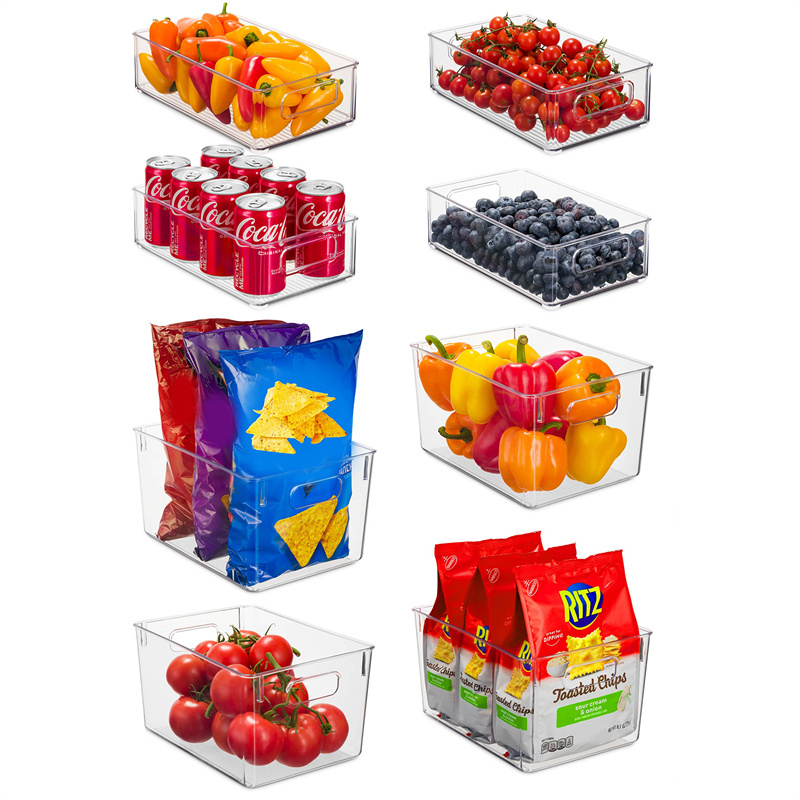 New Desgin Set 6 Kitchen Fridge Drawer Fruit Plastic Box Pantry Dividers Bin Stackable Refrigerator Organizer Food Bins