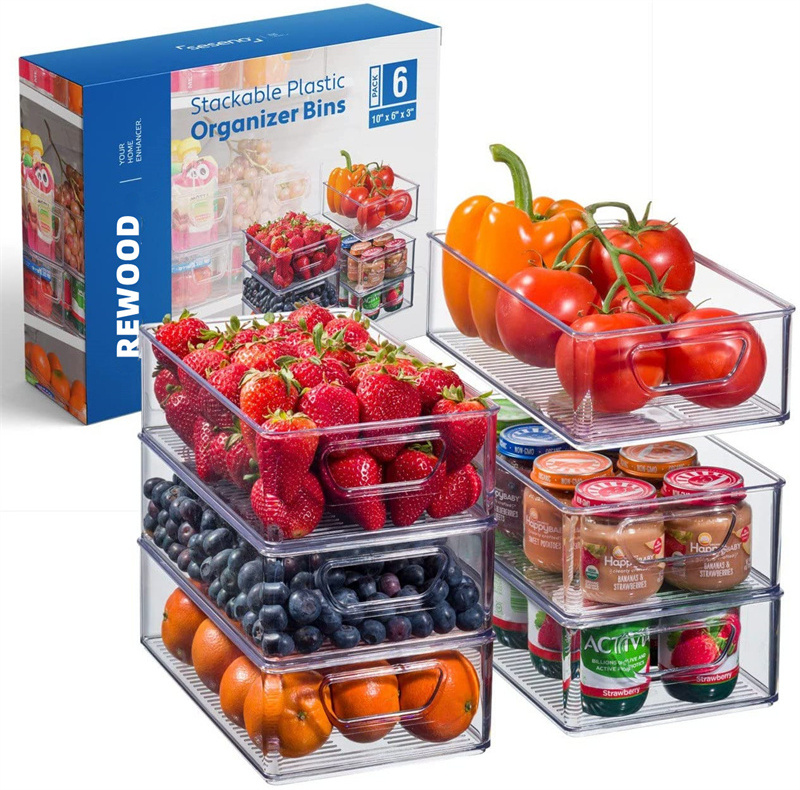 BPA-Free Kitchen Accessories Fridge Organizers For Food Drinks Fruits Vegetable Storage Basket