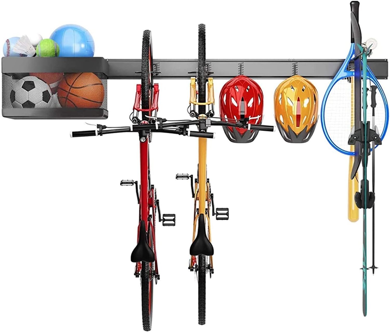 Power tool organizer Wall mount shelf with Ball Storage Basket  power tool organizer bike garage storage