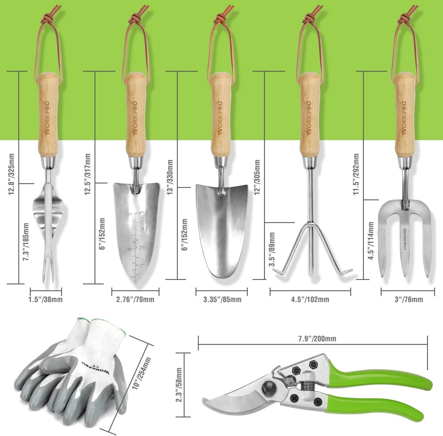 Custom stainless steel heavy duty gardening tools with wooden handle gardening tools set gifts for women men