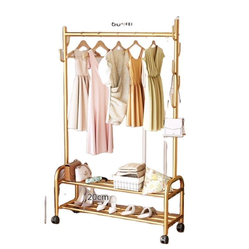 Good Selling Clothing Rack with Bottom Storage Shelf Rolling Garment Rack for Hanging