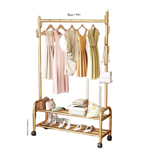 Good Selling Clothing Rack with Bottom Storage Shelf Rolling Garment Rack for Hanging